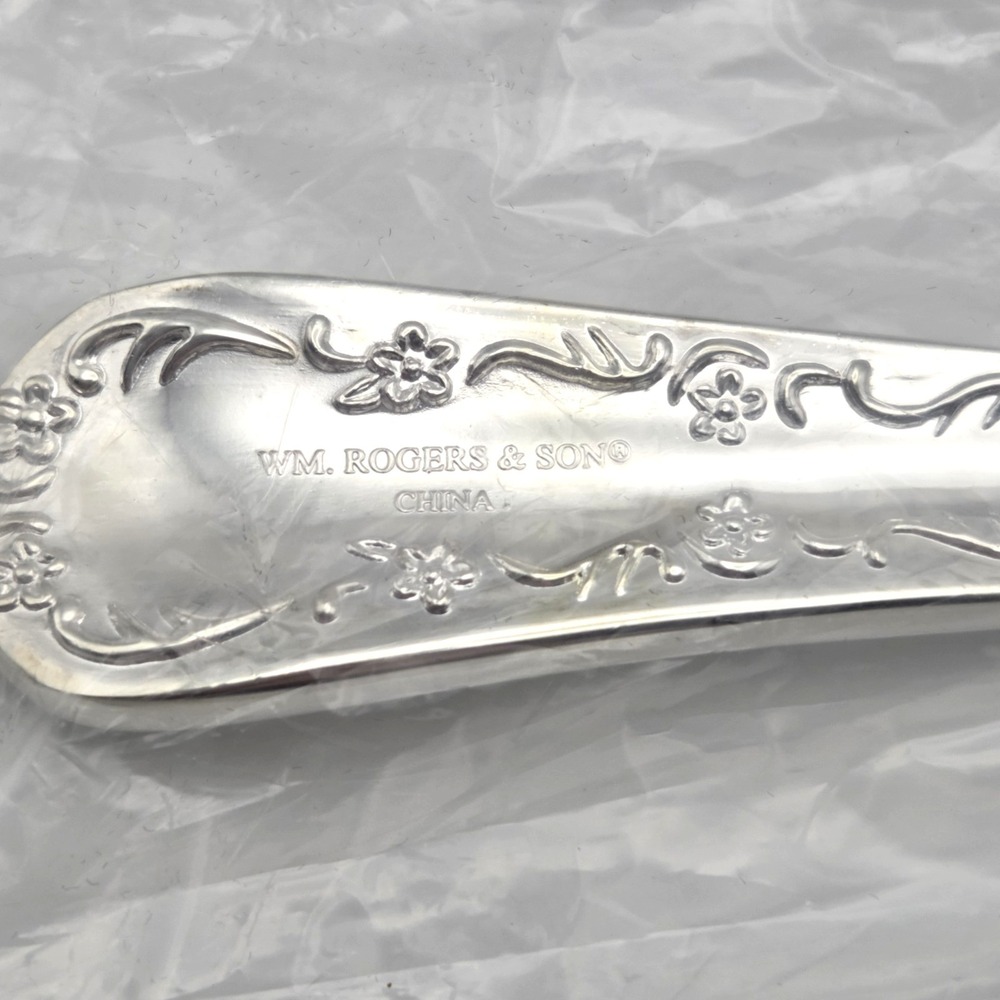 WM. Rogers & Son Enchanted Rose Silverplate Serving / Casserole Spoon 11"  NEW - Picture 3 of 7